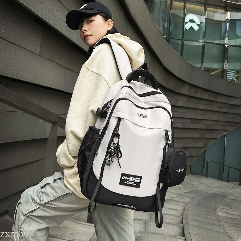Korean Trendy Cool for Men Street Style Hip-Hop Graffiti Backpack Large Capacity Lightweight Nylon Student School Bag