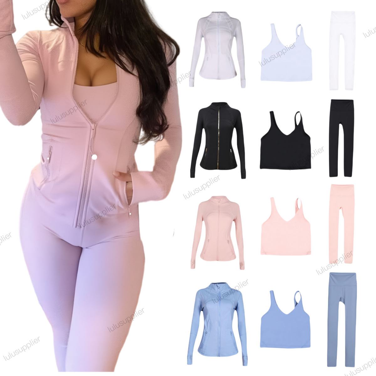 2025 5A Women Yoga Sets jackets leggings Fitness sets High Waist Sports Jackets Elastic Sportswear Outfits Tracksuits sets jacket luluity lemonize set