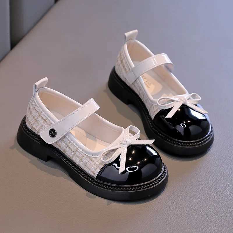 Spring Autumn Childrens Leather Shoes With Bowknot Versatile Girls Fashion Mary Jane Shoes Causal Patchwork Kids Princess Shoes XJ250724