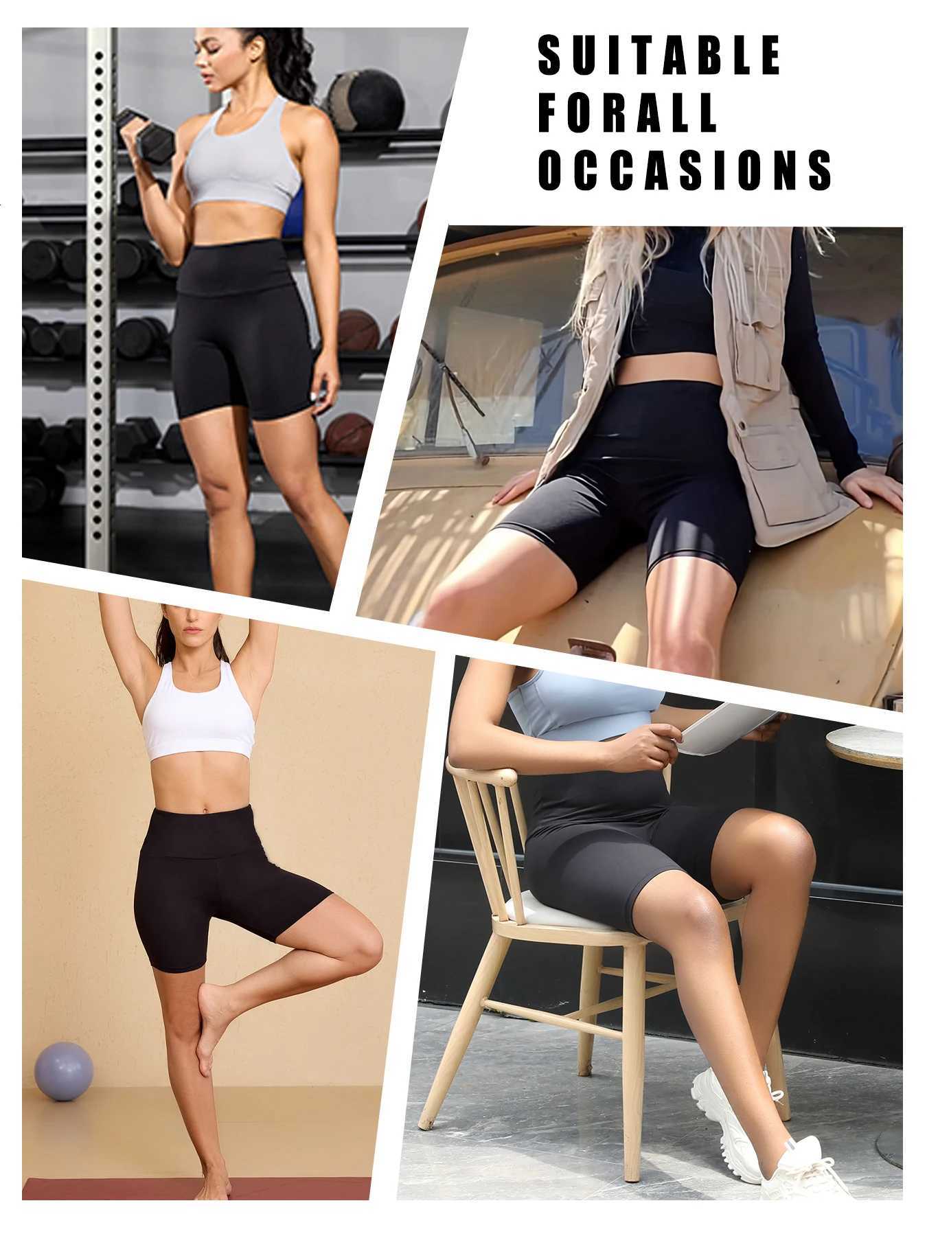 Womens High Waisted Biker Shorts Super Soft Tummy Control No See Through Workout Yoga Running Athletic Push Up Gym Fitness XJ250724