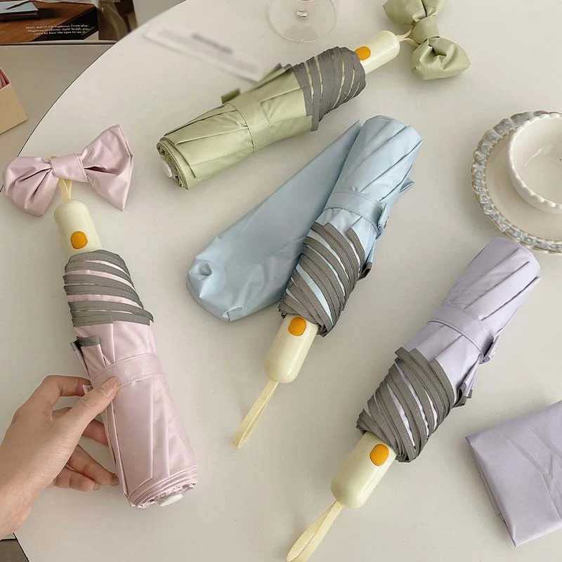 Rounded Corner Folding Umbrella Sun Protection UV Protection Lightweight Sun Umbrella Anti Rebound Weather Resistant Dual-use R250724