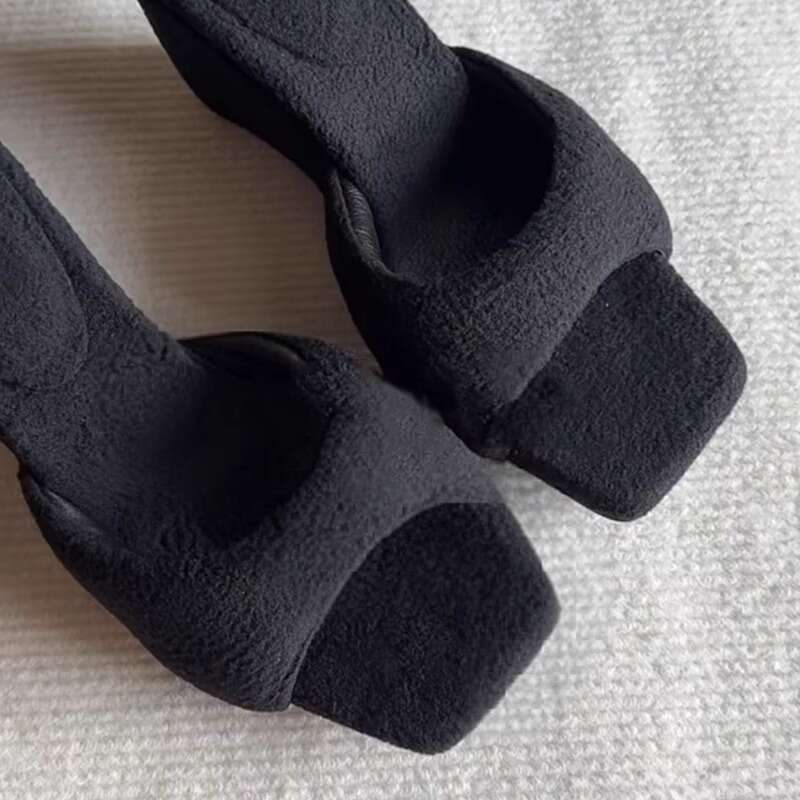 Heel Sandals Sandals Shoes Women Heels Round One Strap Wedge High Heels For Women Niche Fashion Versatile Plush Bread Square Toe Sandals