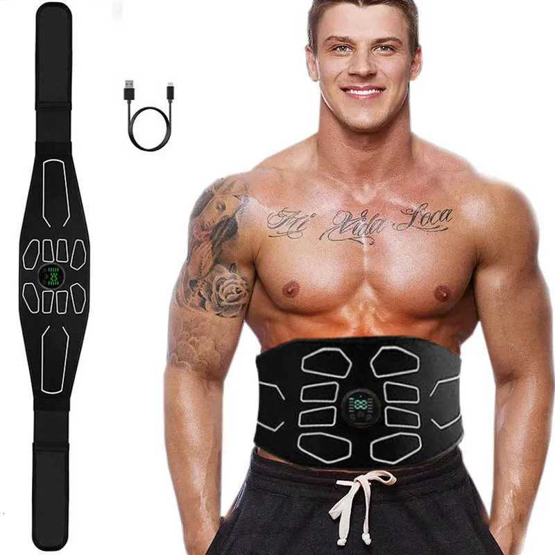 Abs EMS Muscle Stimulator Electric Abdominal Toning Belt USB Recharge Waist Belly Weight Loss Home Gym Fitness Massager W250724