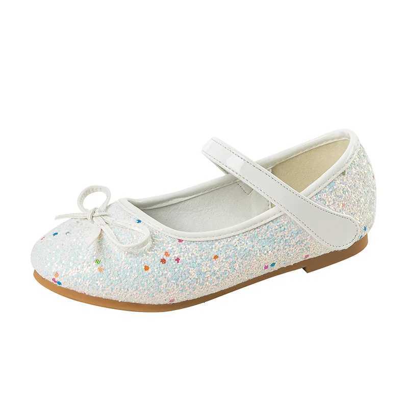 Princess Kids Leather Shoes for Girls Flower Casual Glitter Children High Heel Girls Shoes Butterfly Knot Blue Pink Silver 3 XJ250724