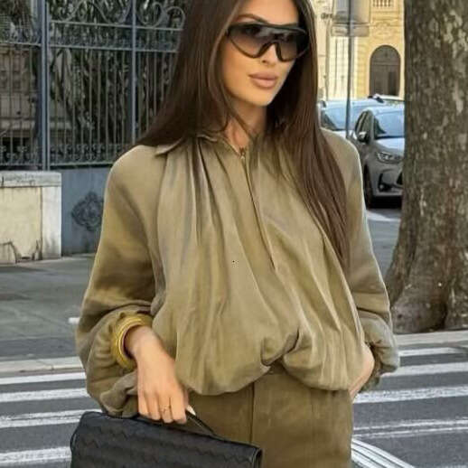 TRAFZA Spring New Women's Street Fashion Puffy Shirt Jacket Coat B5