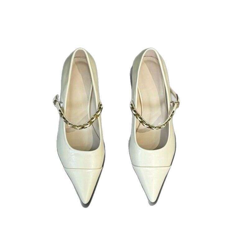 High Heels Thick Non-Tiring French Style Single for Women 2025 Spring New Shallow Mouth Casual Women's Shoes Comfortable Soft Sole