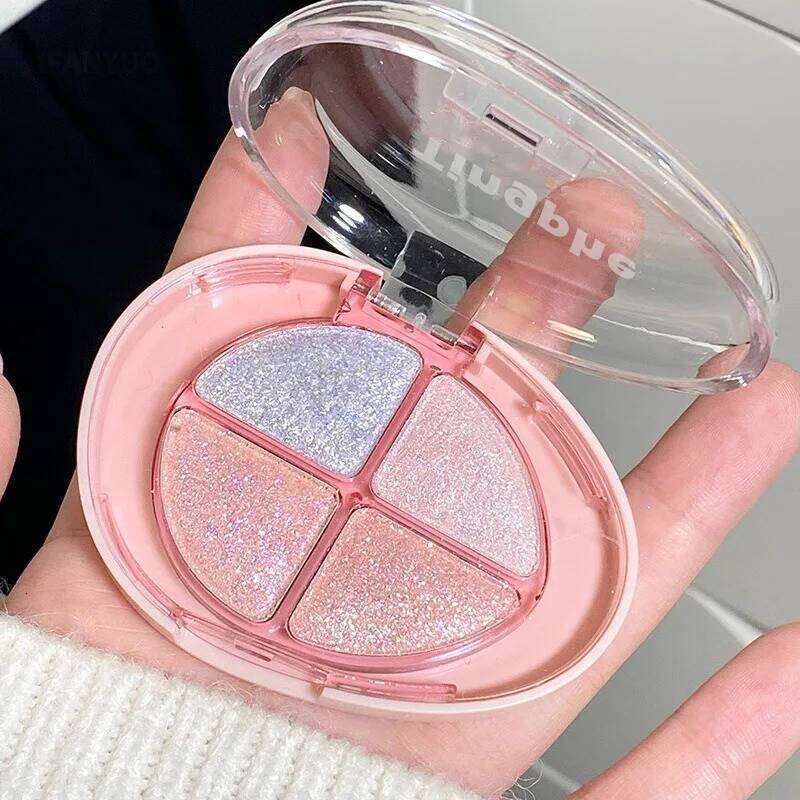 4-Grid Natural Earth Tone Eyeshadow Palette Glitter Pearlescent Matte Peach Pink Eye Shadow Makeup Long Lasting Women Cosmetics X2507