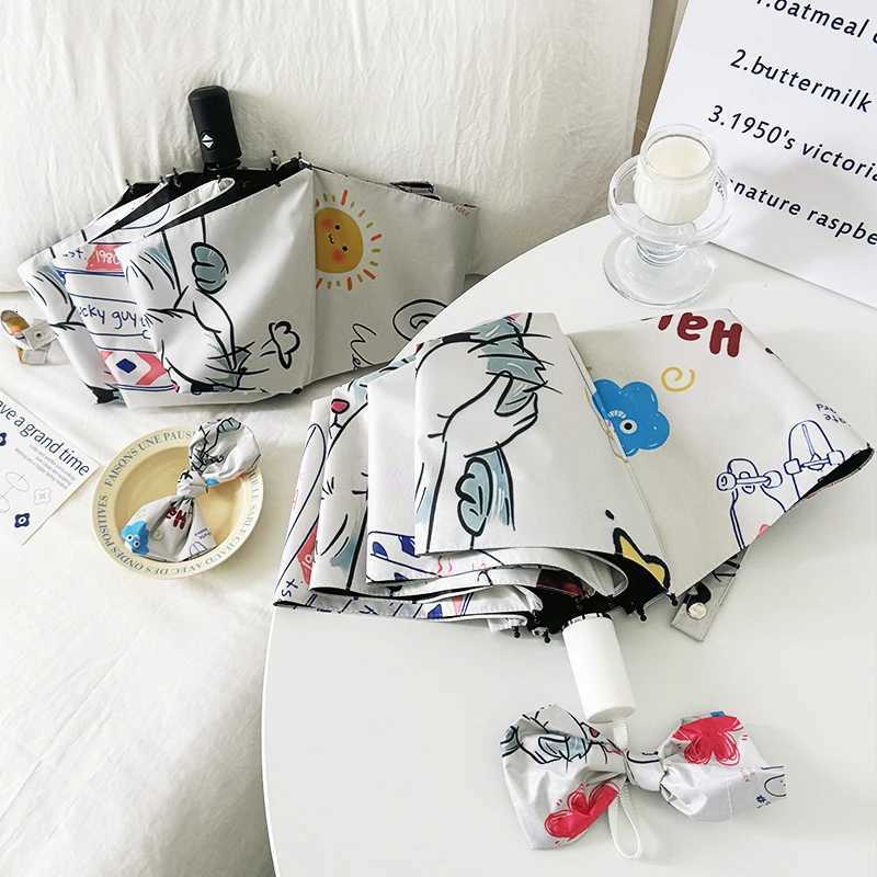 Cute and proud cat with sunny and rain folding umbrella R250724