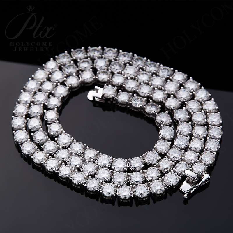 Hip Hop Tennis Link Necklace For Men Women 925 Sterling Silver Iced Out Bling Moissanite Stone Fashion Jewelry 6.5MM Fine Tennis Chain Valentine Gift