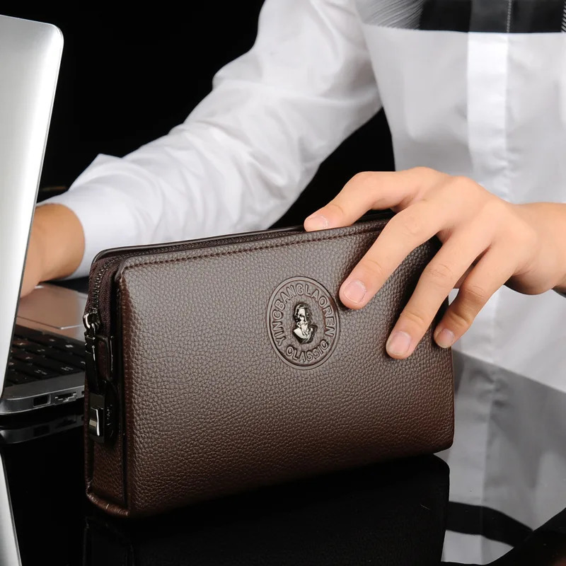 2025 Mens PU Leather Wallet Long Business Men Clutch Bags Anti-theft pas Fashion Zipper Man Purses Large Capacity Card Holder 250723