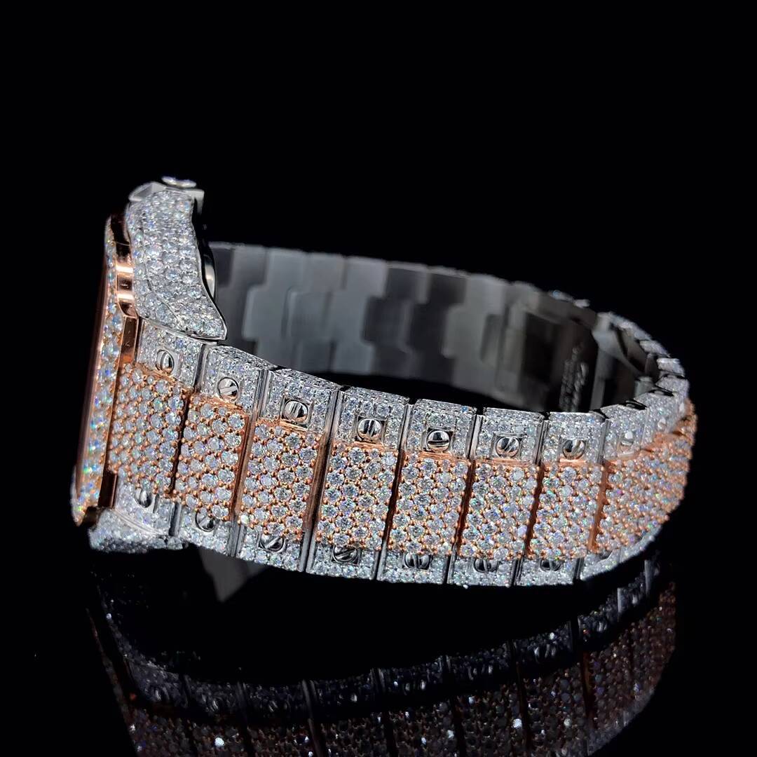 High Quality VVS Moissanite Diamond Wrist Watch for Men Hip Hop Stainless Steel Band Quartz Movement Iced out