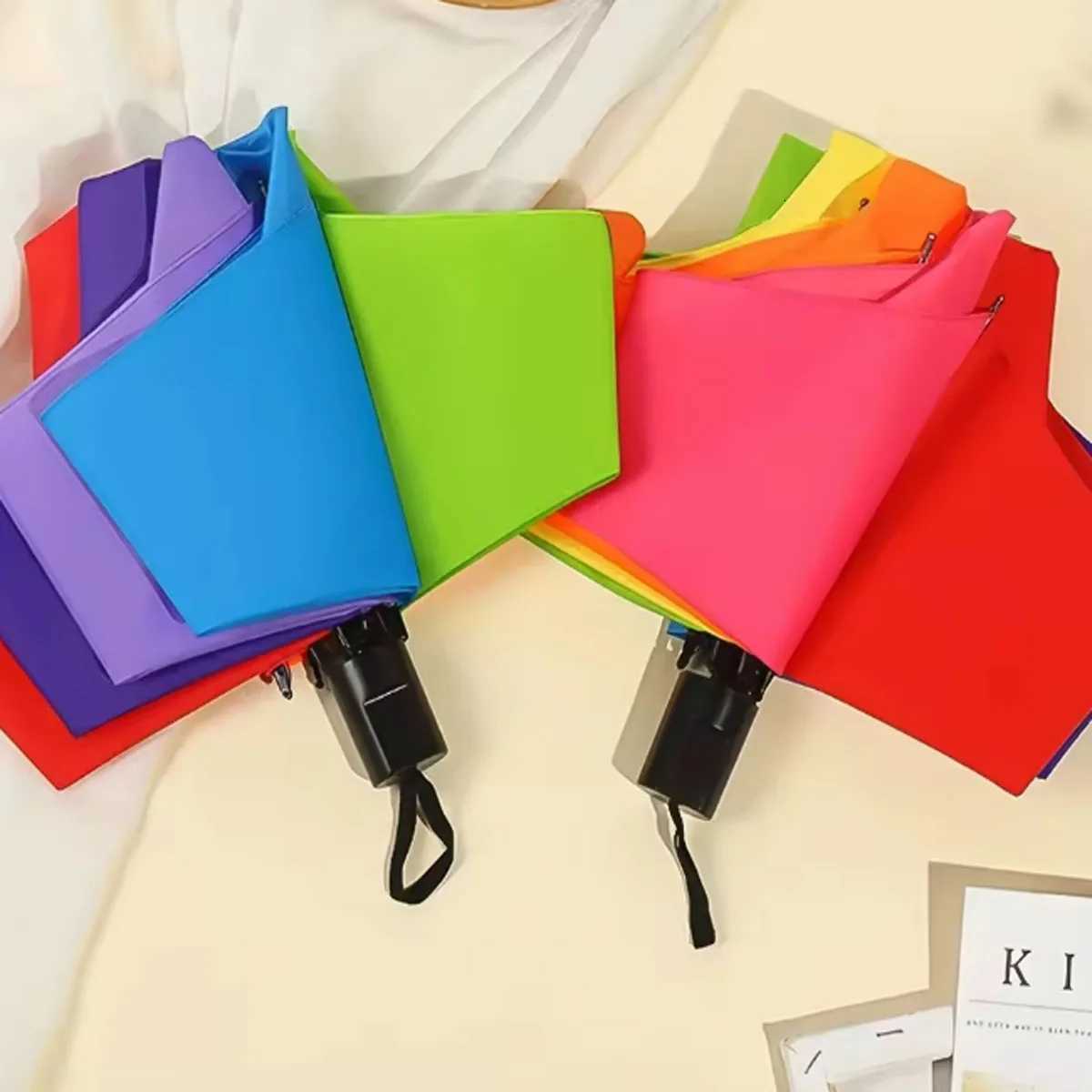 Windproof Foldable Umbrella Women Men Manual Popular Rainbow Three Folding Umbrella Adults Children Strong Resistant Umbrella R250724