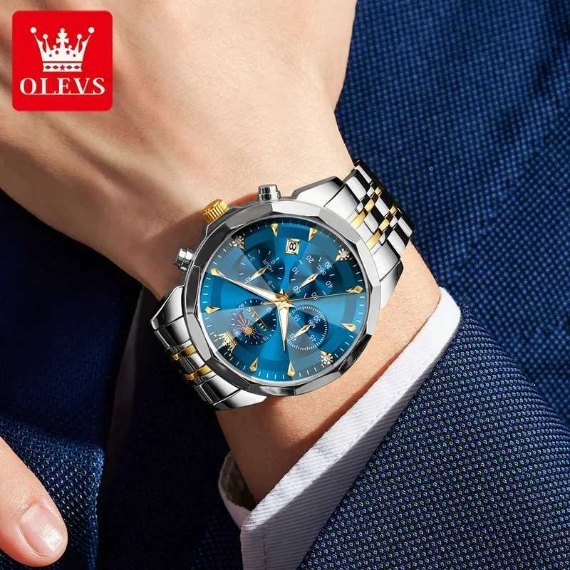 3673 Men Business Watch Luxury Multi-functional HD Waterproof Date Chronograph Moonphase Watch Top Brand Quartz Men Watch W250724
