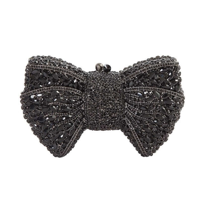 Bow Crystal Clutch Free shipping Butterfly Knot Inlaid Evening Hollow Full Diamond Handbag Banquet Women's Bag