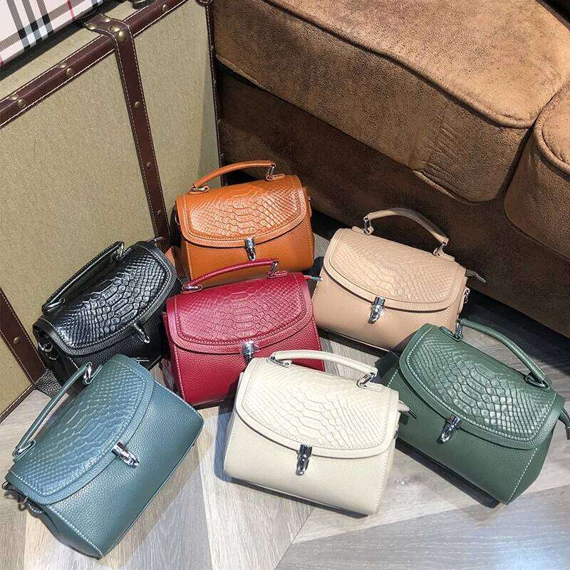 Genuine Women Fashionable Purse For Lady Temperament Crossbody Square Shoulder Bag Cow Leather Versatile Handbag