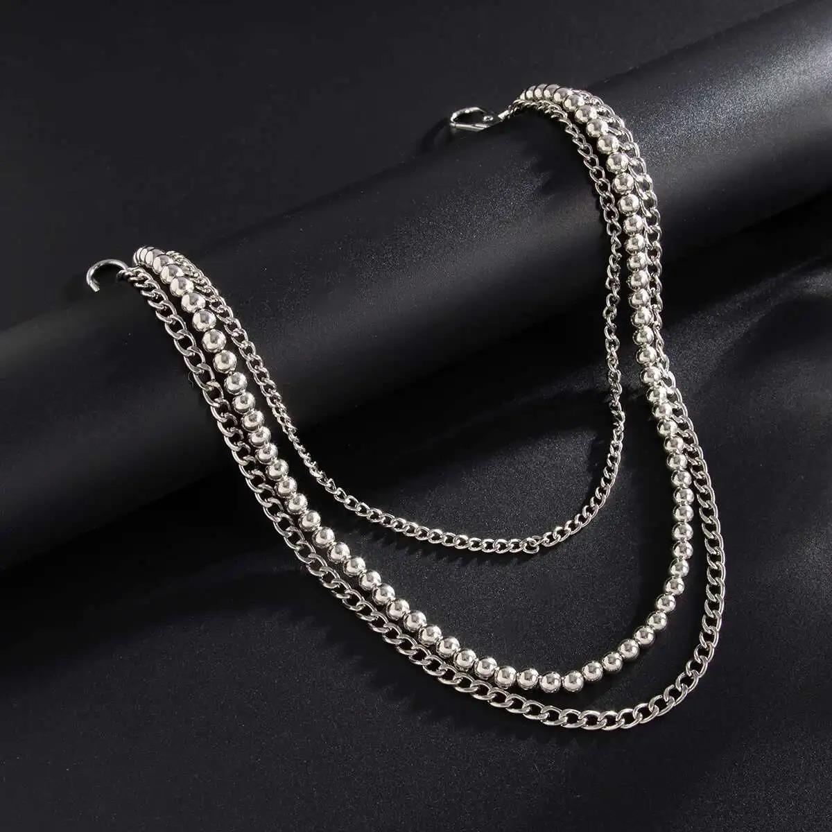 KunJoe Punk Rock Multilayer Metal Pants Chain Wallet Belt Chain Men Women Versatile Beaded Keychain Trousers Jeans Accessories 250722