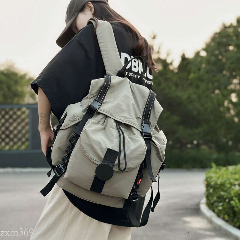 Women's Travel Hiking Laptop Men's Student School Bag Drawstring Flap Outdoor Large Capacity Lightweight Backpack