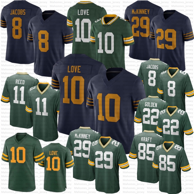 2025 New Love Jayden Reed Josh Jacobs Matthew Golden Football Jersey Edgerrin Cooper Walker Doubs Morgan Starr Gary Wicks Nixon Musgrave Melton KRAFT McKinney