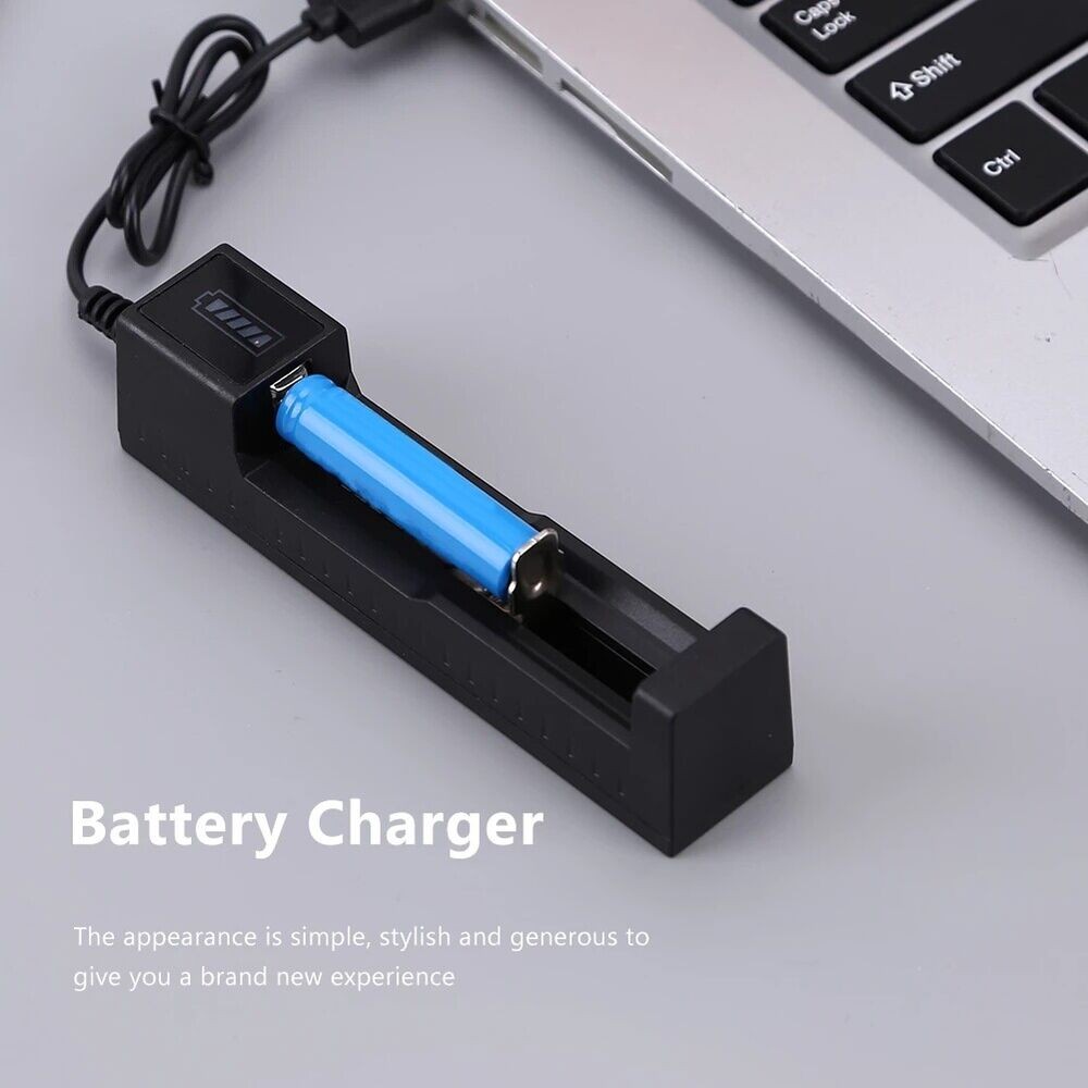 2PCS Rechargeable 18650 button top Battery 3.7V Li-Ion Battery Multipurpose Batteries + Charger