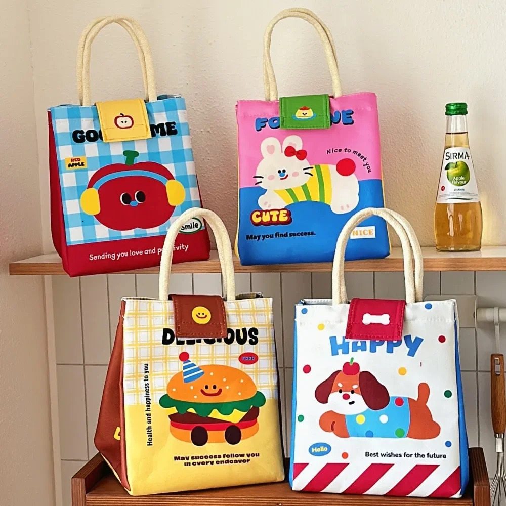 Lunch Bags Cute Bento Bag For Office Workers Large Capacity Tote Bag Cartoon Insulated Fresh-Keeping Bag Student Lunch Box Bag 250723