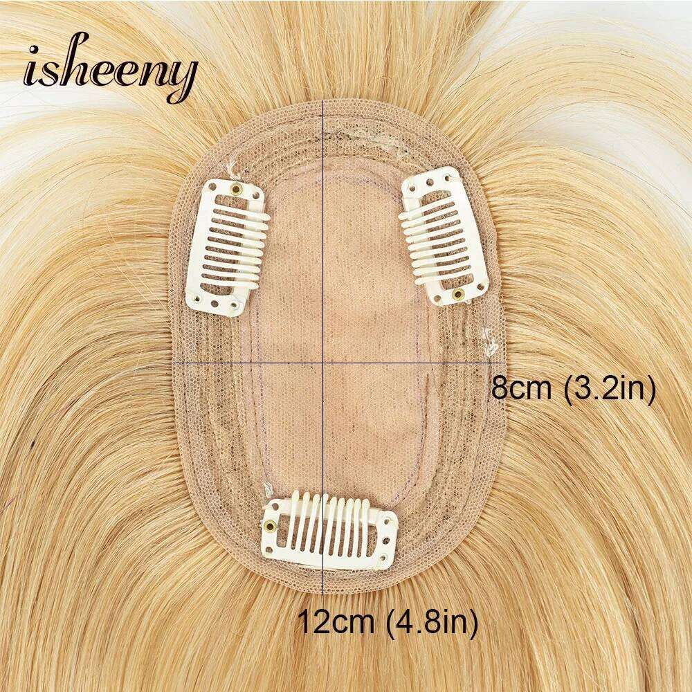 Blonde Real Human Topper 20-35cm Natural Straight Piece 8x12cm Hair Net With Bangs Black Brown 10 Colors for Women