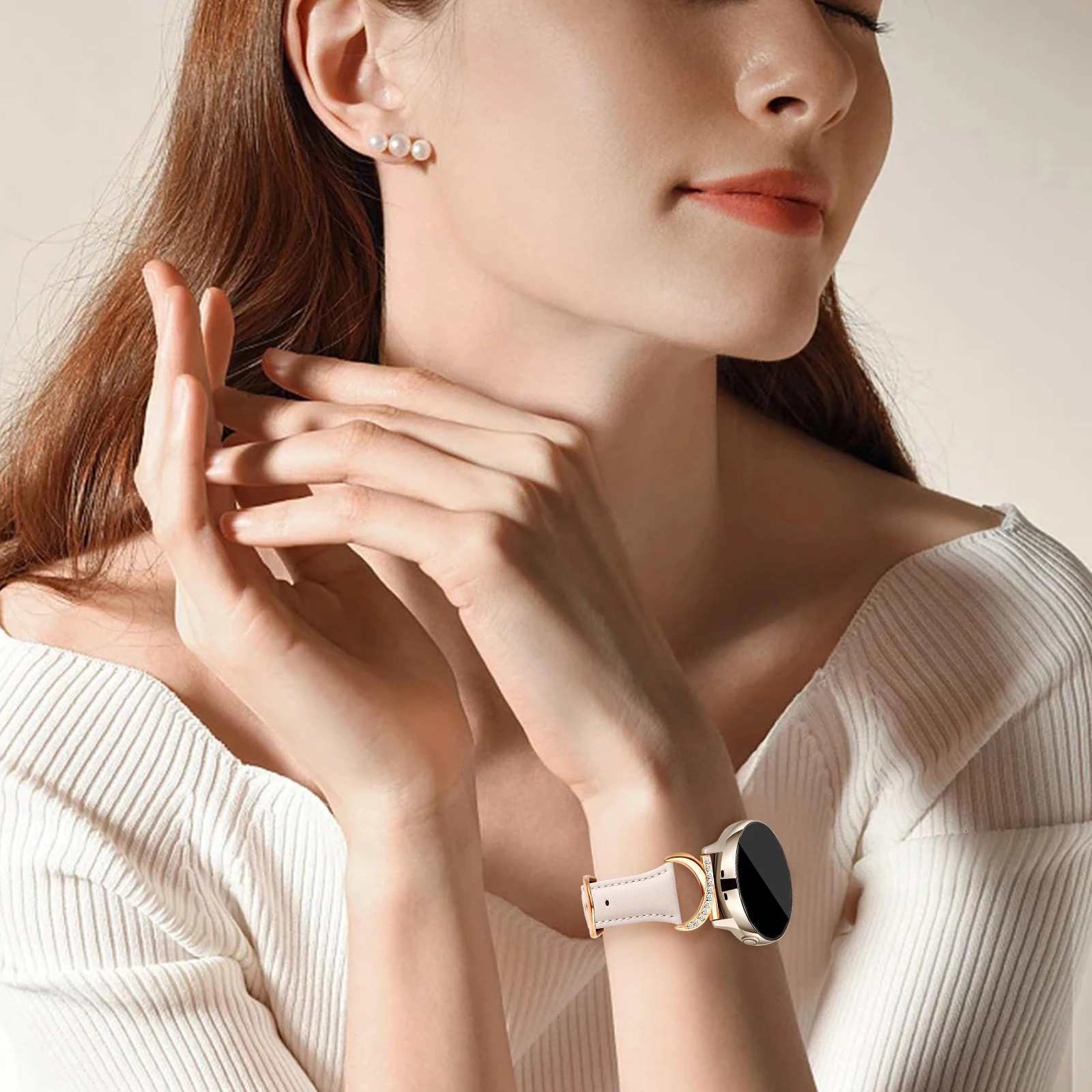 Leather strap compatible with Watch 7/6/5/4 Classic strap 40/42/44/43/45/46/47mm Stylish 20mm strap for women 250723