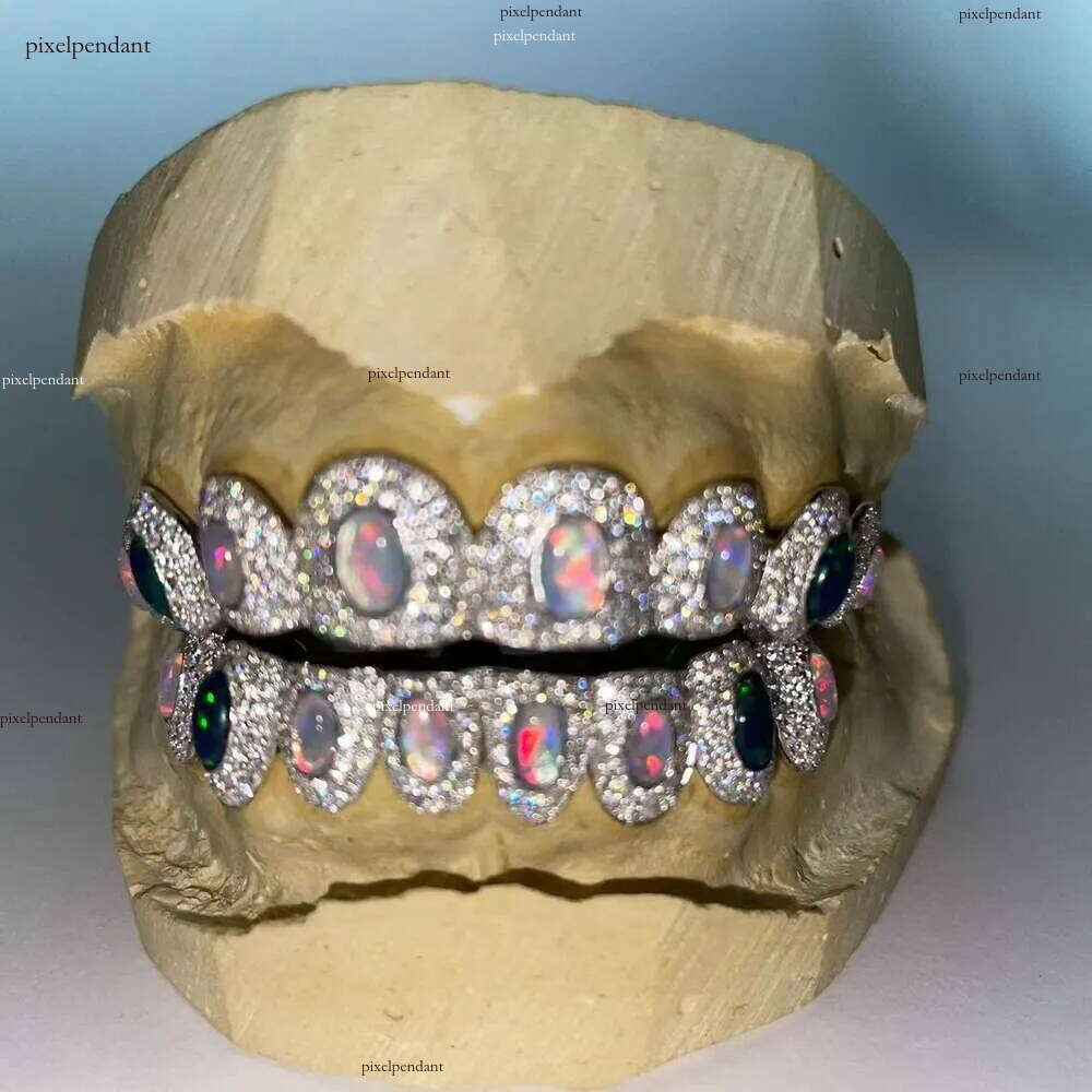 Custom Made Hip Hop Iced Out Sterling sier Jewelry Permanent Cut VVS Moissanite Dias Teeth Mouth Grillz