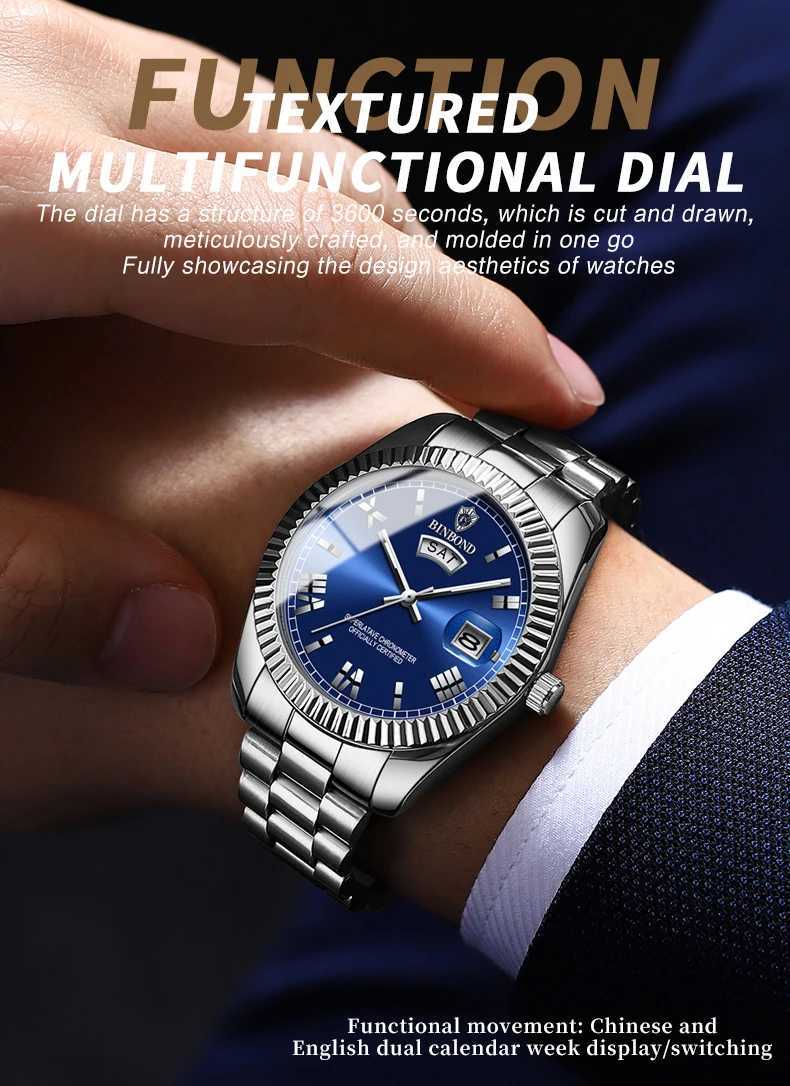 BINBOND Brand Mens Business Sports Quartz Watch Classic Waterproof Luminous Calendar Creative Clock Male Personalized Wristwatch W250724