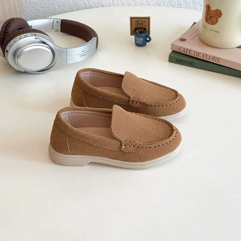 Spring Kids Loafers Suede Minimalist Trendy Unisex Boys Girls Leather Shoes Versatile Slip-resistant Solid Color Children Shoe XJ250724