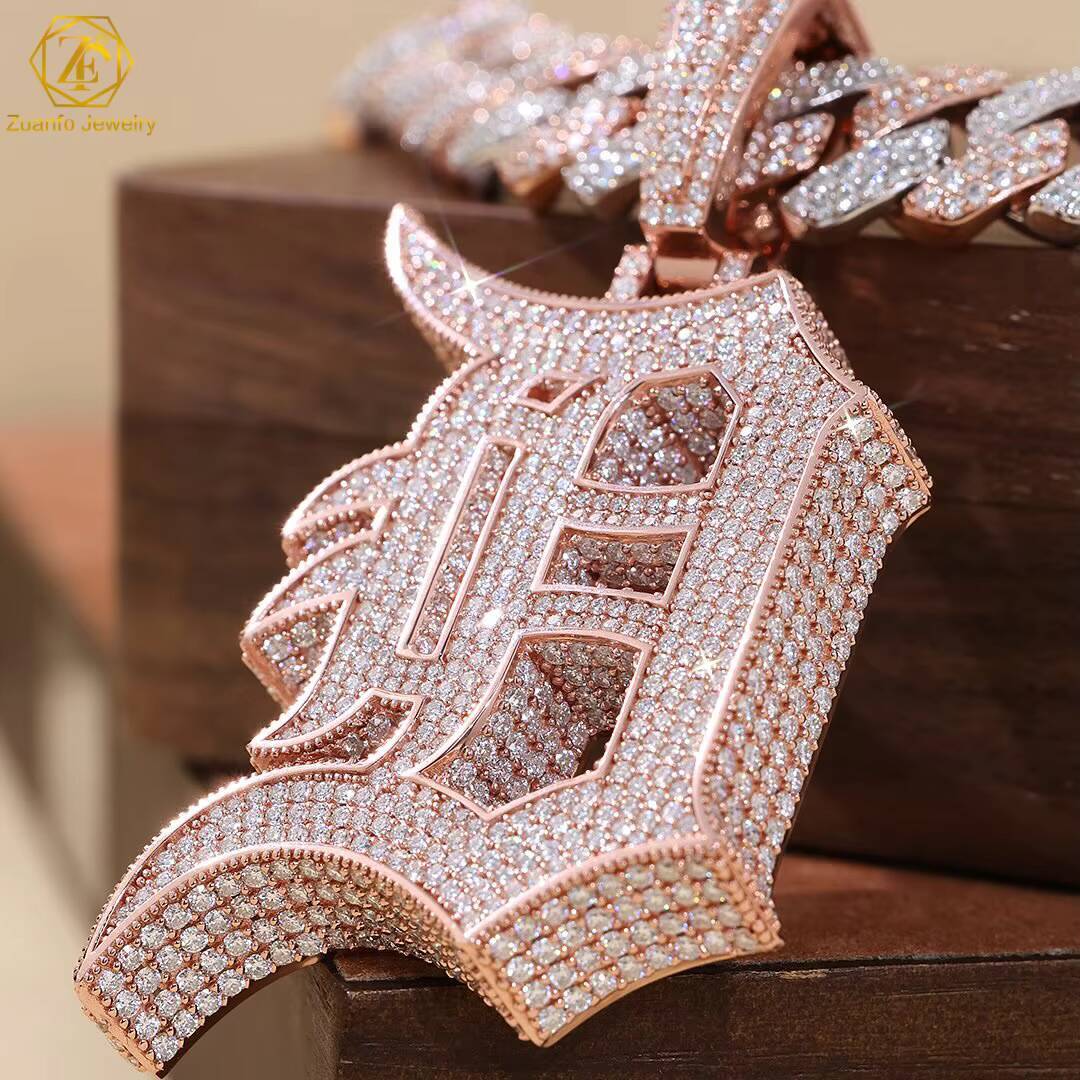 Luxury VVS Mossanite Diamond Pendant Iced Out Hiphop Jewelry Initial Letter 925 Sliver Hiphop Custom Moissanite Pendant