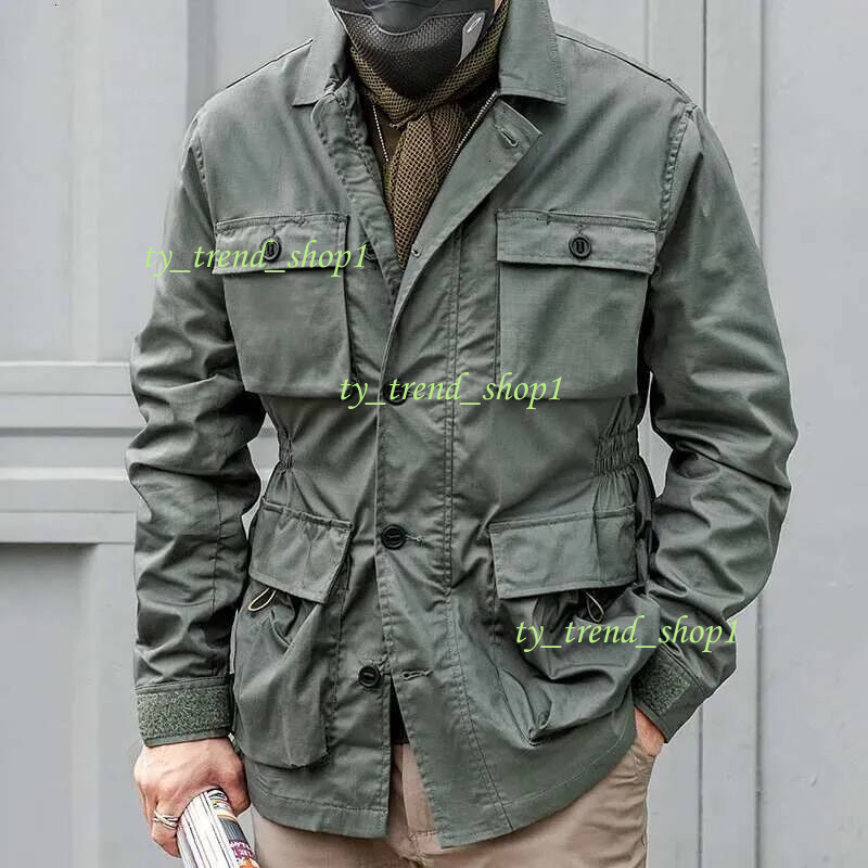 Safari Jacket Men Tactical Windbreaker Outdoor Multi-pocket Vintage Casual Coats Spring Autumn Army Camo Ameki Hunter 9df