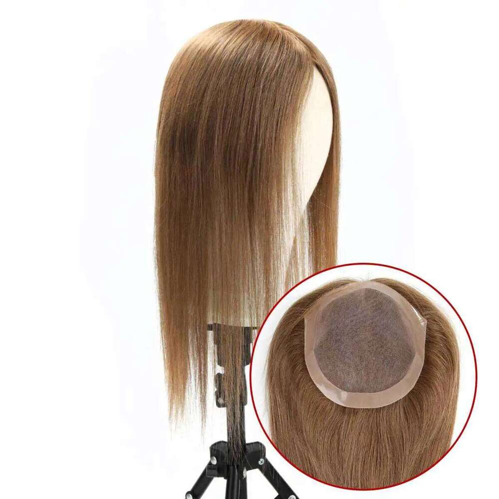 TUW25 Pieces Women's Thinning Mono 100% Virgin Human Hair Topper for Women Natural Looking