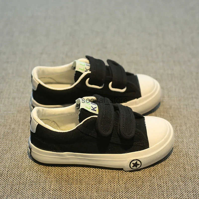 Childrens Canva Shoes Magic Stickers Autumn New Style Medium Large Kids Student Shoes Men Womens Kids Korean Fabric Q250724