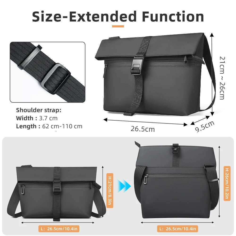 Water Messenger for Men Casual Shoulder Crossbody Male Fit 11 inch iPad Cycling Side Satchel School Bag