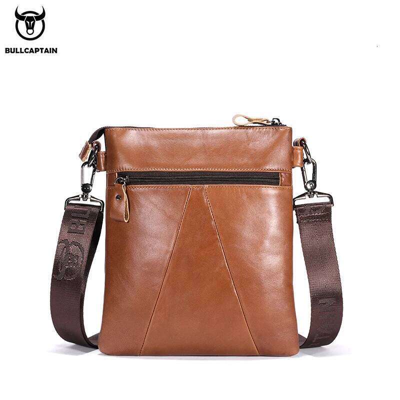 BULLCAPTAIN Men's Genuine Leather Crossbody Large Capacity Multifunctional Top Layer Cowhide Shoulder Fashion Man Bag