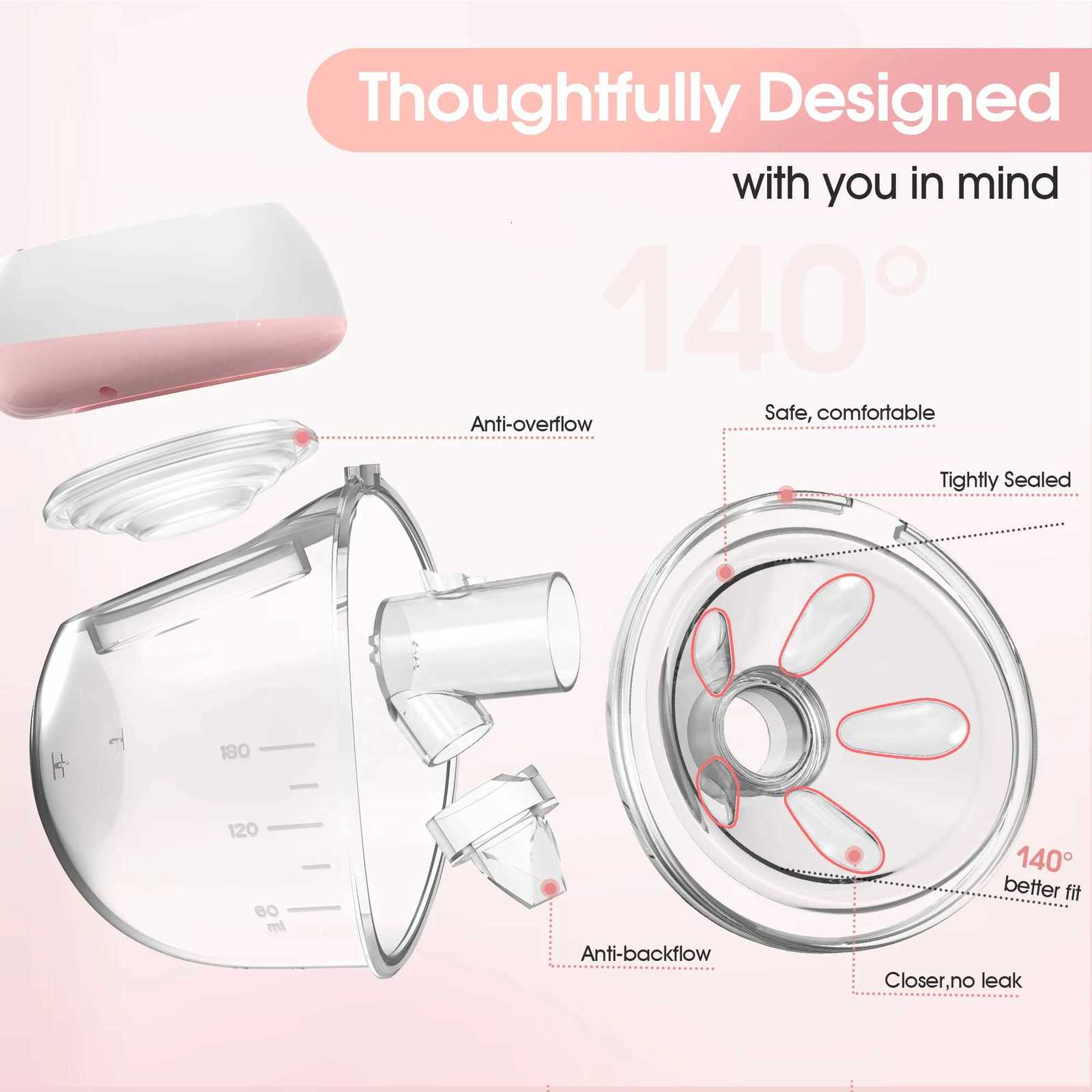 1200mAh Portable Hands-Free Breast Pump 12 Levels 3 Modes Electric Remote Control Painless Breastfeeding X250724