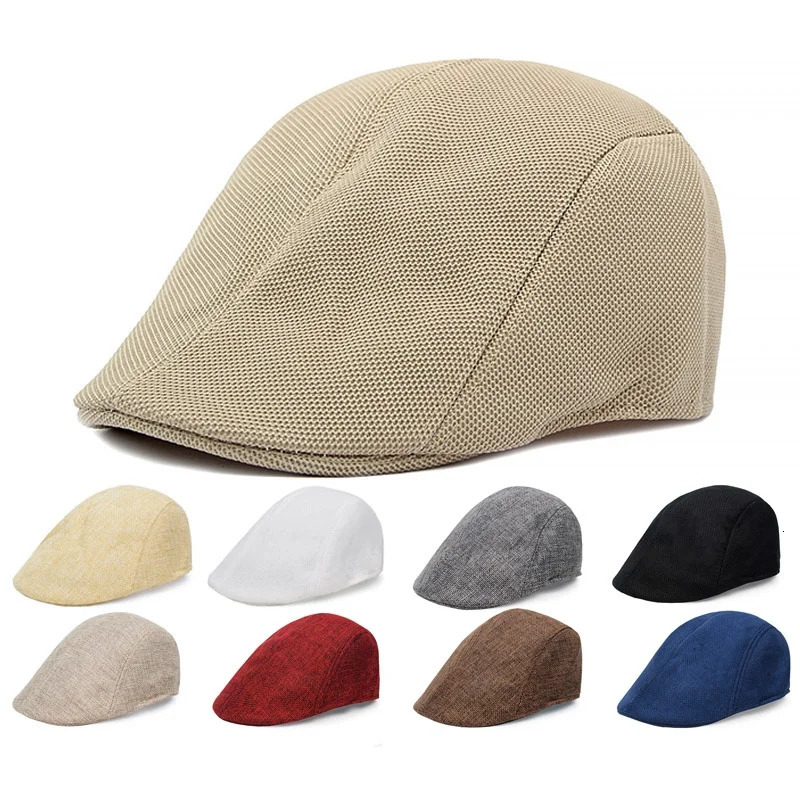 Cotton and Linen Solid Color Thin Beret Sports Hat Fashion Hat Breathable Hat sboy Hats Sun Hat 250723