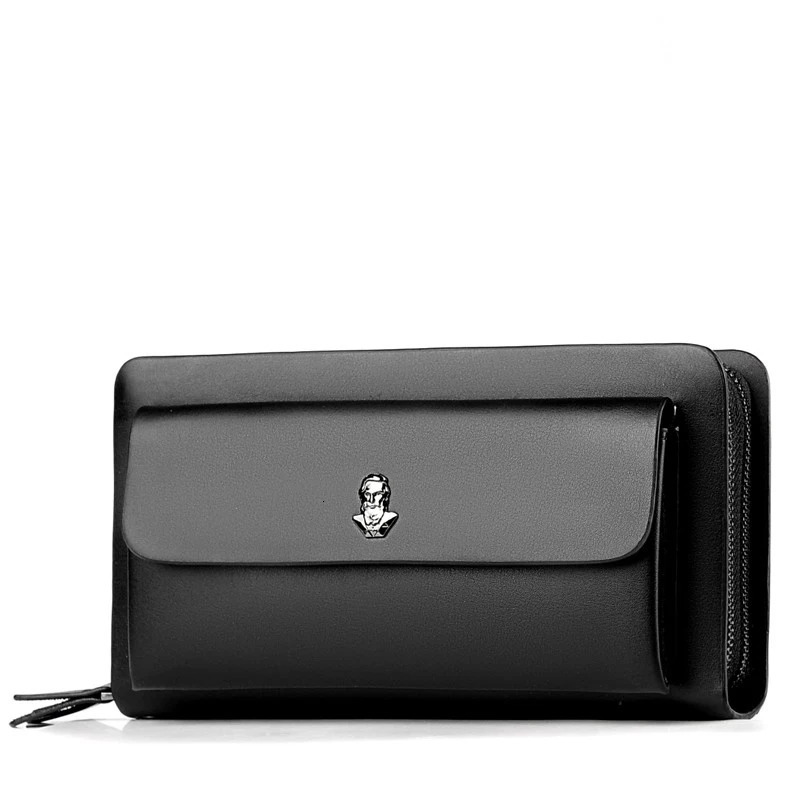 High quality solid color PU leather double zipper n mens handbag bolsos para hombre clutch sacoches hommes bag men 250723