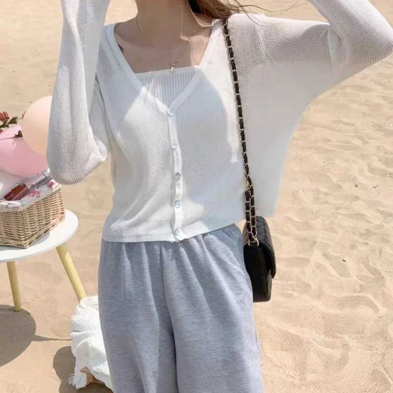 New Womens Long Sleeve Cropped Cardigan V Neck Button Down Knit Lady Autumn Spring Knitted Single-breasted Cardigan Sweaters X250724