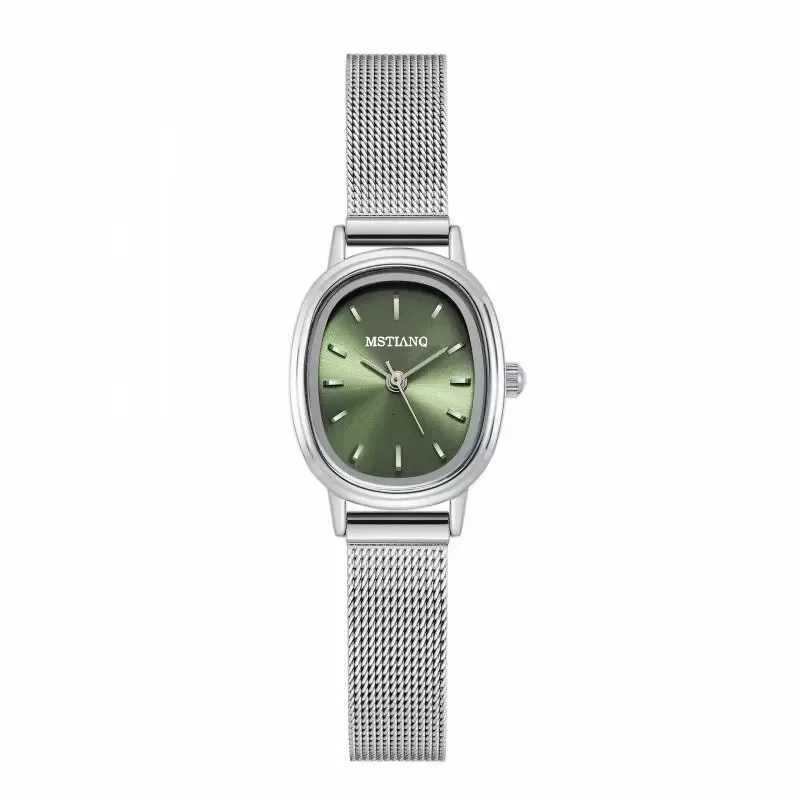 Small Oval Dial Green Watch Simple Stainless Steel Ladies Wristwatches Brand Women Luxury Gift Quartz Watch Dropshipping W250724