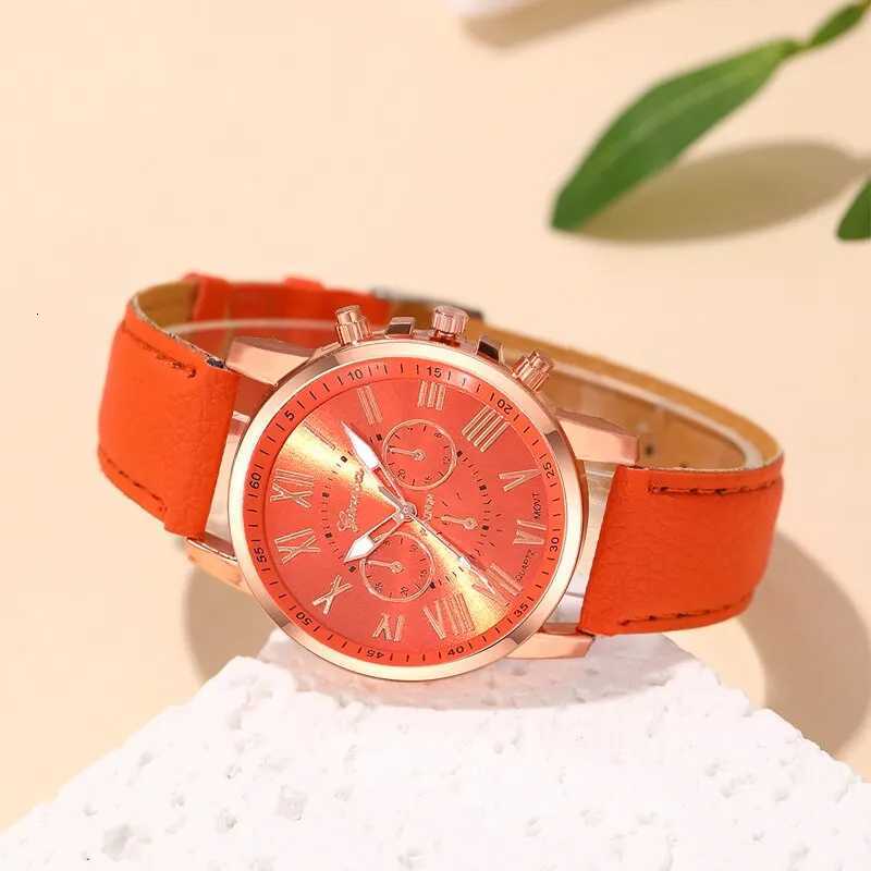 Womens Fashion Watch Ladies Orange Leather Quartz Wrist Watch for Women Business Casual Watch Relogio Feminino W250724