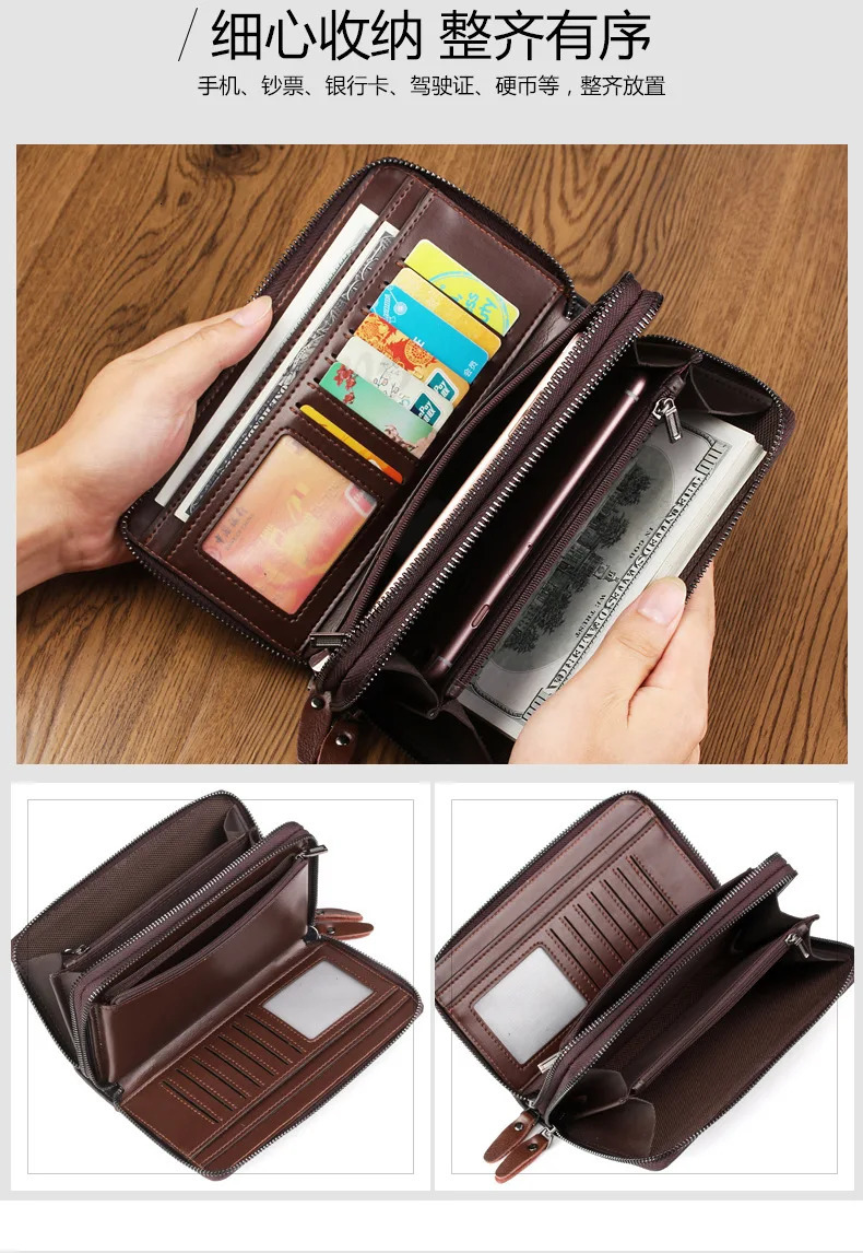 Weixier Hand-wrapped Oil Wax Leather Mens Bag Mens PU Hand Bag Grab Bag Multi-functional Wallet Large-capacity Business Mens 250723