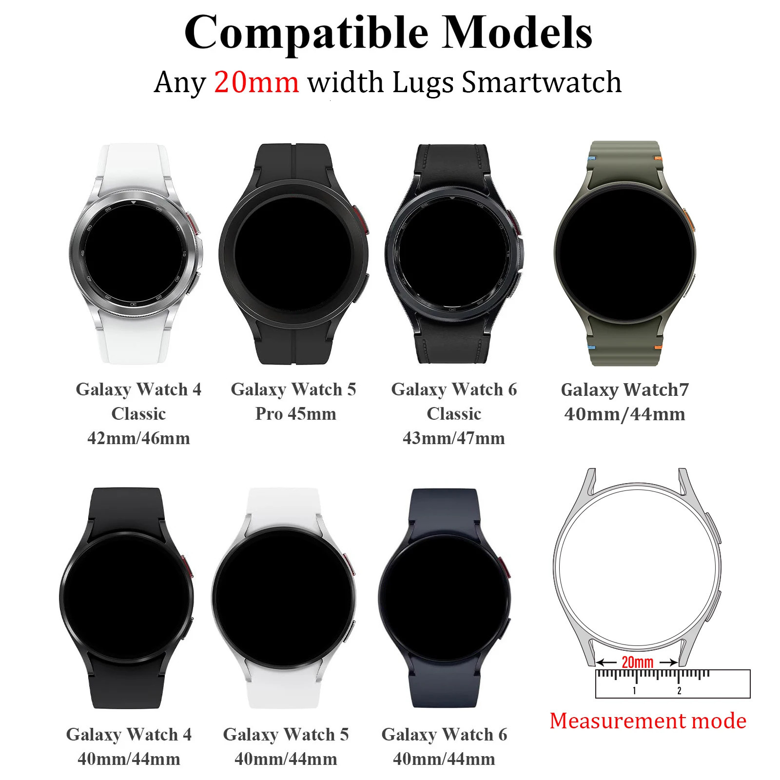 Leather strap compatible with Watch 7/6/5/4 Classic strap 40/42/44/43/45/46/47mm Active 2 20mm strap for women 250723
