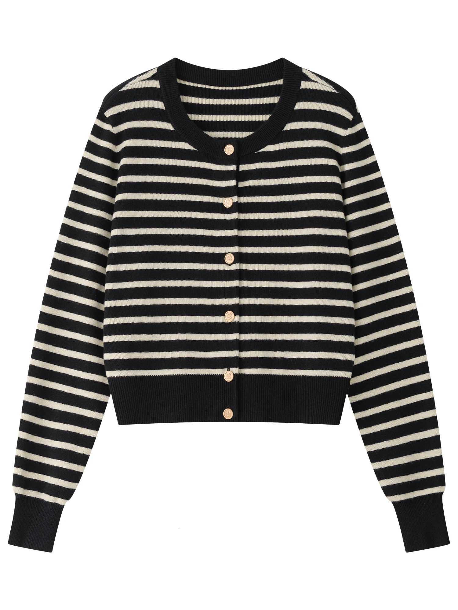 FSLE Striped Knit Cardigan Jacket Vest For Women 2024 Fall Winter New Sweater Undershirt Two-Piece Coat Set 24FS14105 24FS14232 X250724