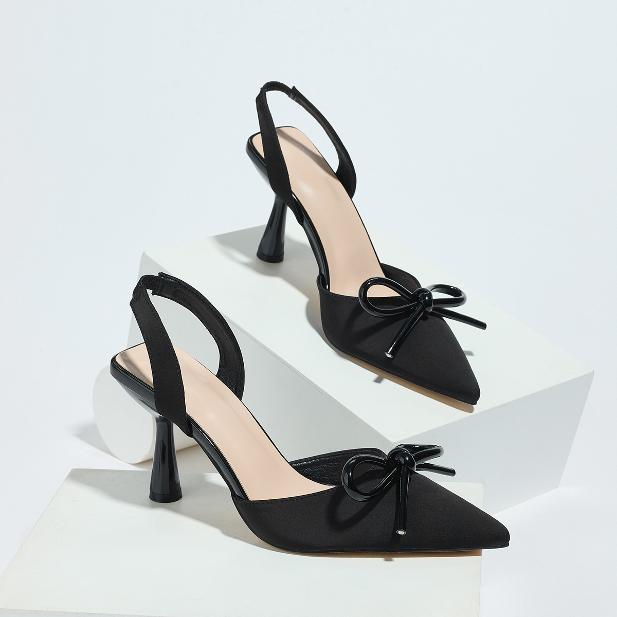 Designer sandals Pointed Toe Bow High Heels 2025 New Fashion Versatile Backless Stiletto Single Shoes Women