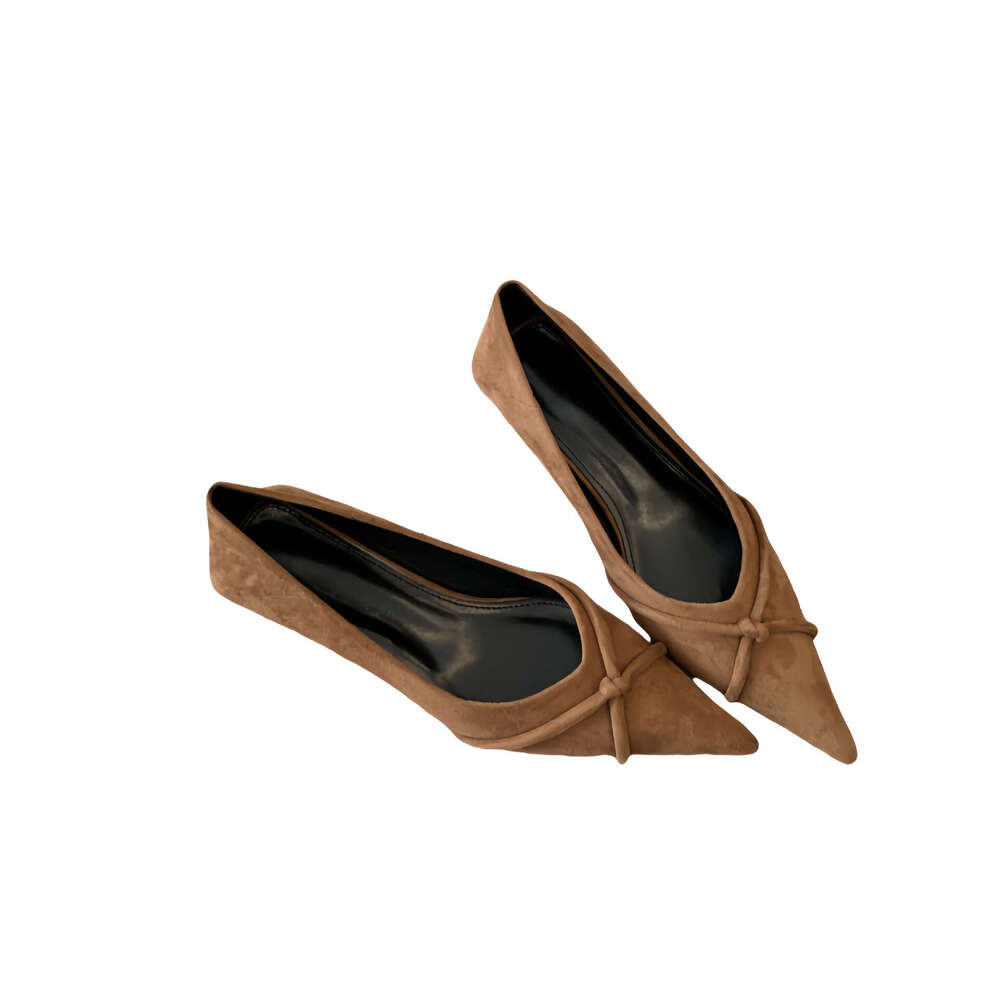 High Thin Heels High-end Cross Strap Single 2025 Spring Style Women Suede Comfortable Soft Sole Work Shoes