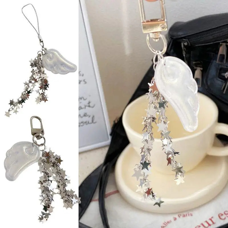 Delicate Wings Stars Keychain For Phone Creative Lanyard Key Chain Bag Phone Pendant Chain Y2K Kpop Jewelry ?Girls Gift 250722