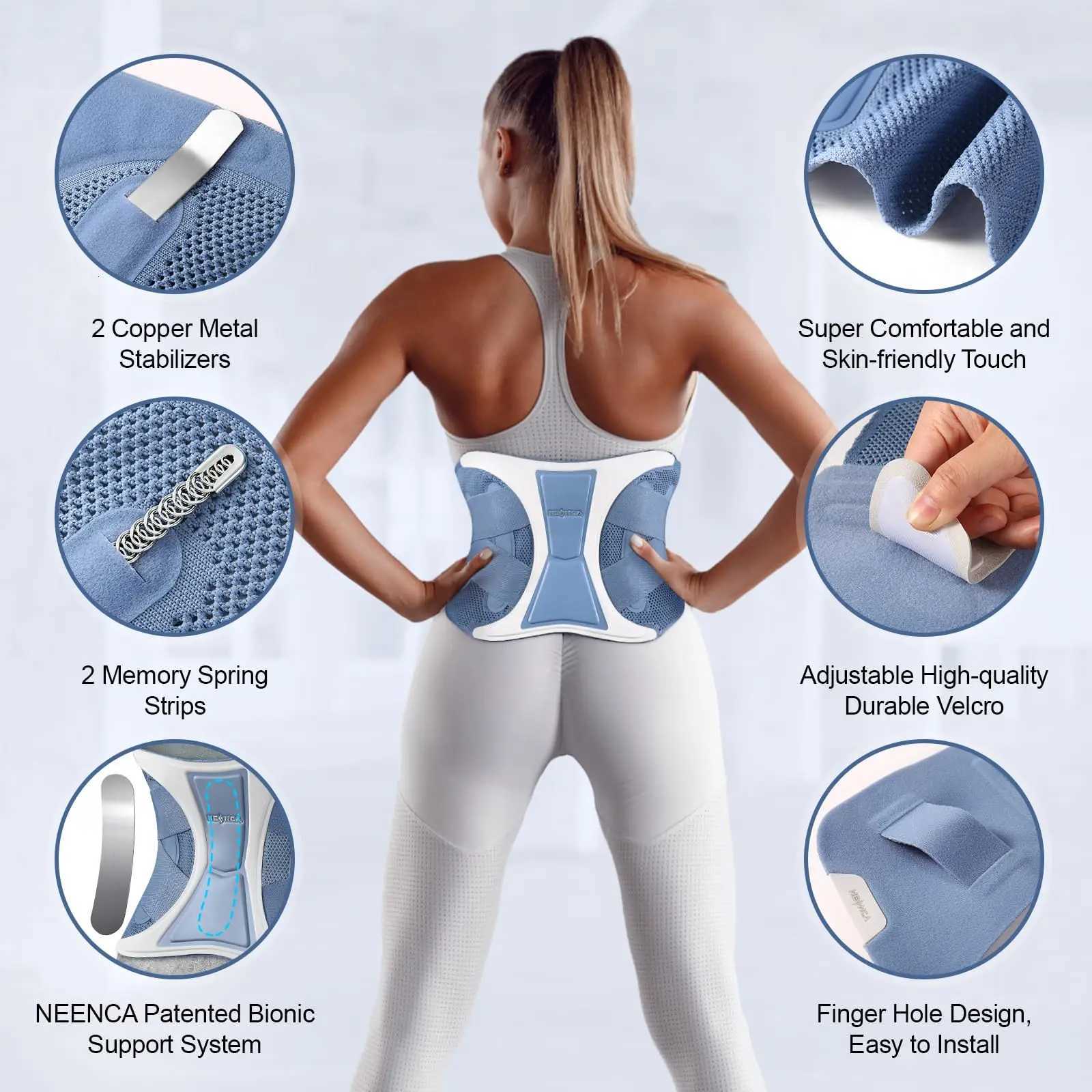 NEENCA Back Support Brace Adjustable Lumbar Support Belt Waist Wrap for Lower Back Pain Relief Injuries Sciatica Scoliosis W250724