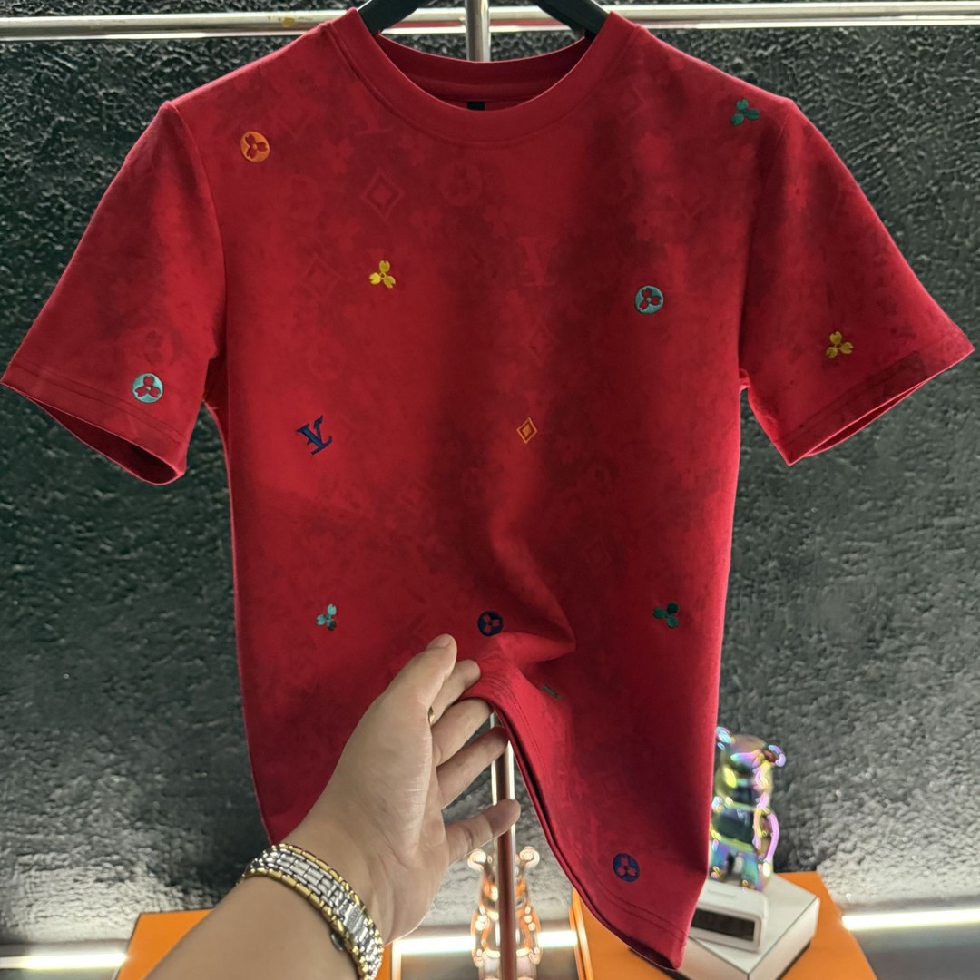 Light luxury fashion casual versatile short sleeved T-shirt new classic printed round neck top hot sale