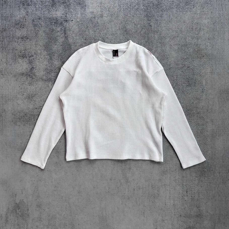 Plum Blossom Embroidery Fashion T-Shirt For Men Loose Casual White Round Neck Long Sleeve Top Hip Hop B5